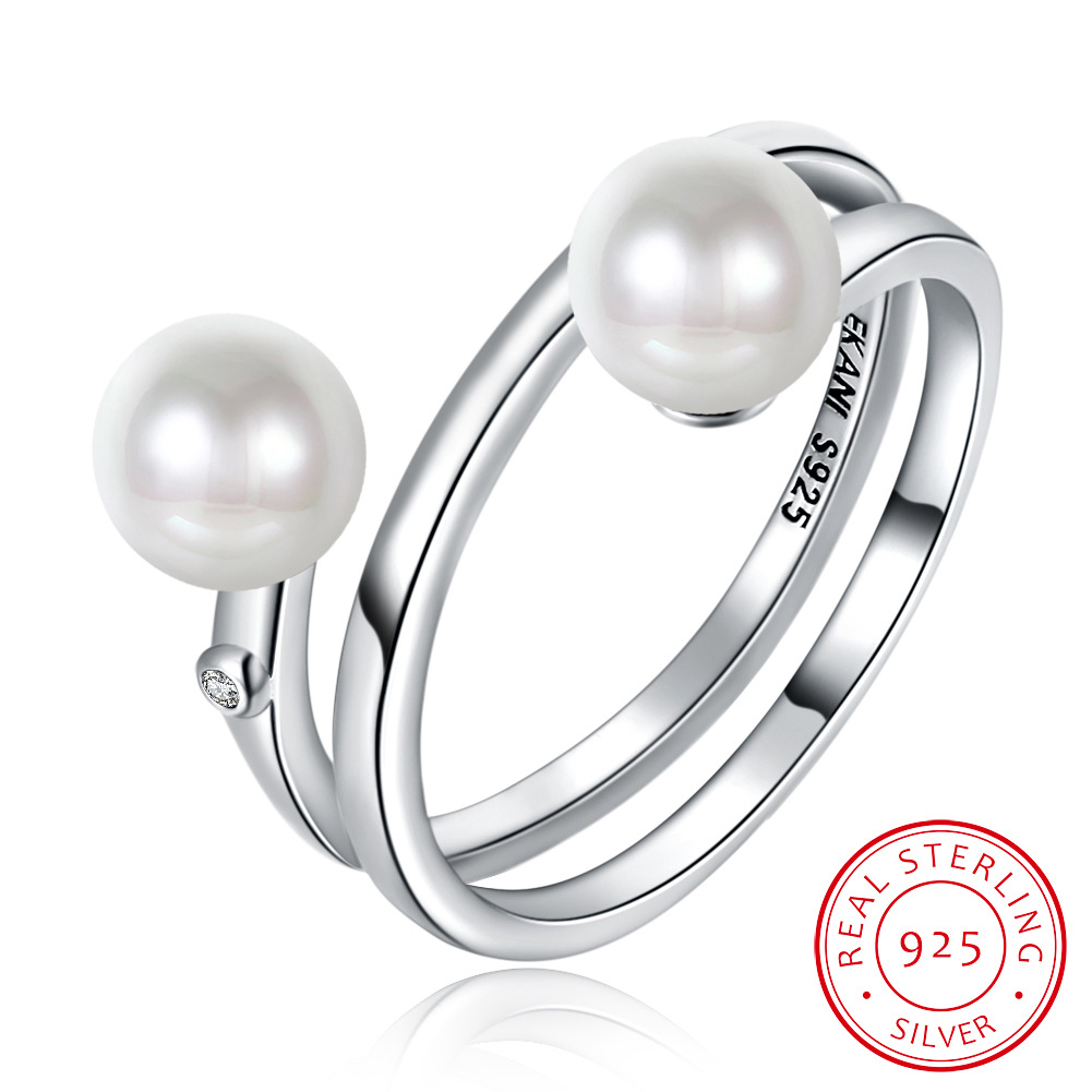 

S925 sterling silver wing ladies ring, winding pearl zircon bracelet, accessories for girlfriend, marriage proposal, wedding anniversary