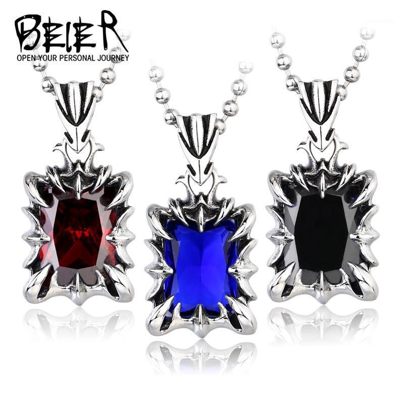 

Pendant Necklaces Beier Store 316L Stainless Steel Necklace Blue/green Colour Fashion Unique Jewelry LLBP8-103R, Silver