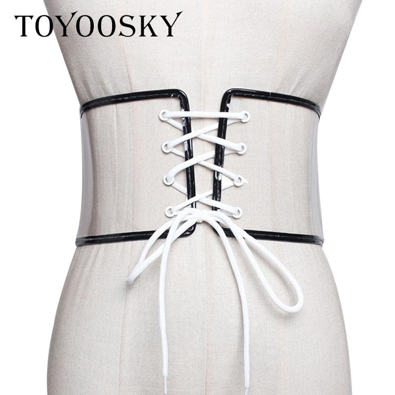 

TOYOOSKY 2020 Women Novelty Wide Belts Solid Transparent String Binding Belts Fashion High Quality Adjustable Belt for Woman, White