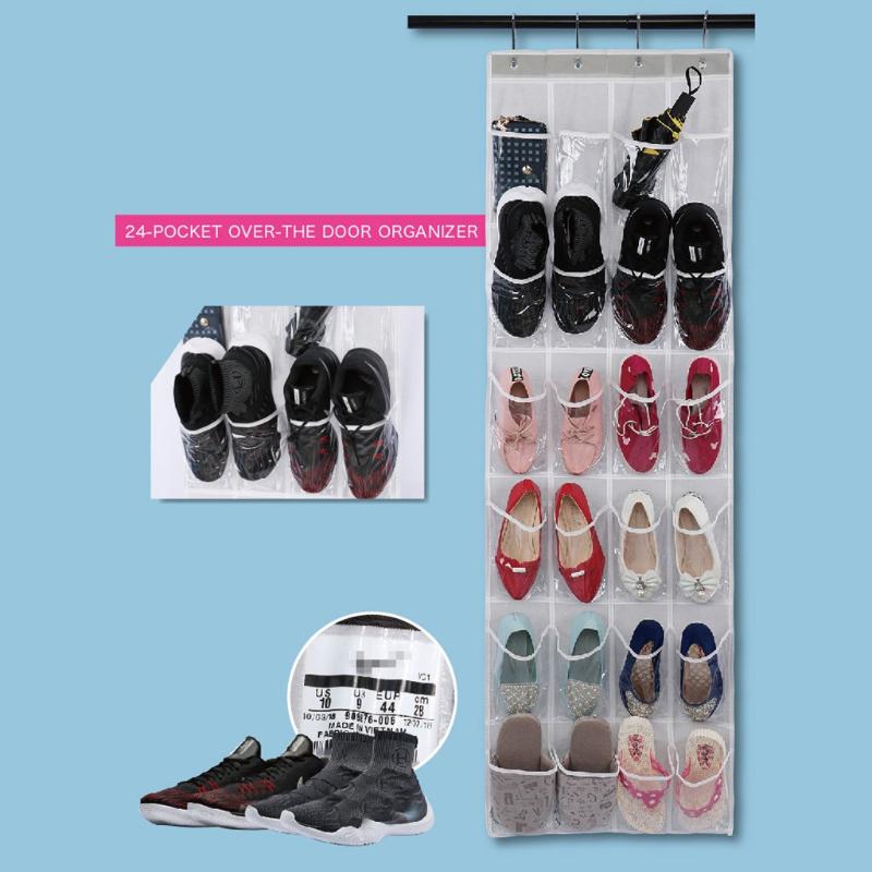 

24 Durable Pockets, Hooks, Large Nonwovens Mesh Pocket Household Wall Bag Room Shoes Slippers Storage Shoe Door Organizer