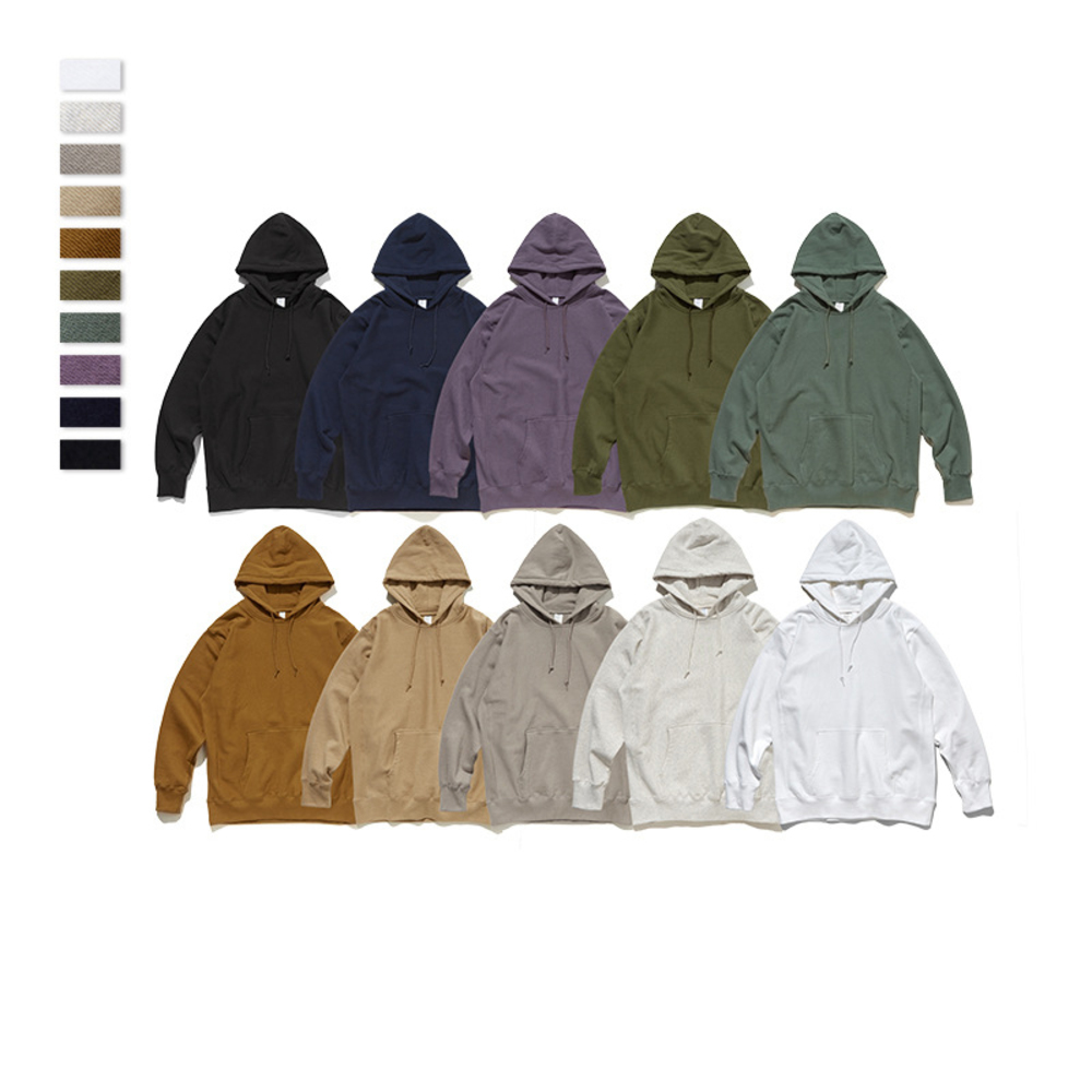 

Heavy 400g new European and American street fashion retro solid color men custom hoodie sweatshirts, Black