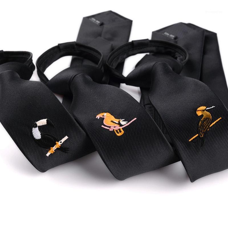 

48cm*5cm Men Tie Animal Embroidered Ties Lazy Tie Easy To Pull Rope Neckwear for Men Slim Necktie Wedding Party Male Dress Gift1