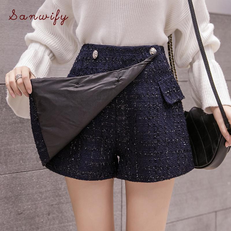 

Wide-legged Shorts Skirts Autumn Winter Women Fashion Shorts Girls A-line Bottoms, Black