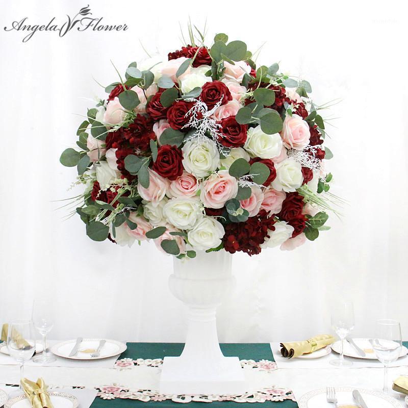 

Large Burgundy 3/4 Silk Flower Ball Wedding Banquet Dinner Table Centerpieces Floral Artificial Bouquet Party Props Customize1, 06