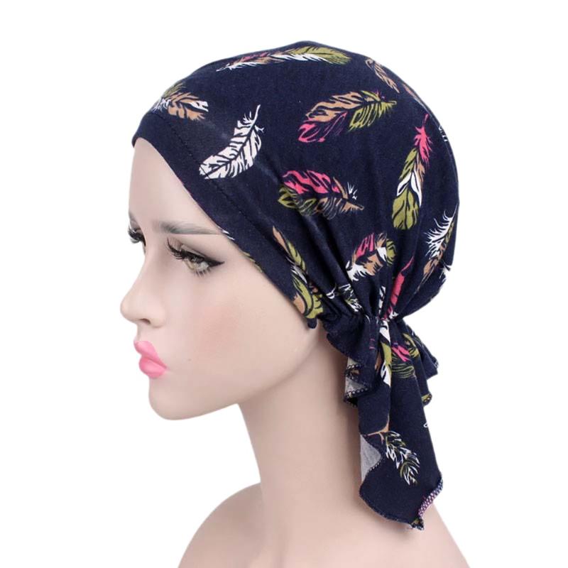 

Beanie/Skull Caps 2021 Selling Women High Quality Hat Elastic Turban Print Baotou Comfortable Cotton Special Design Female Head Wrap