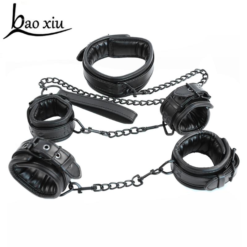 

Chokers Sexy High Quality Women Bondage Necklace Adjustable Metal Buckle Leather Bracelet Collar 3PCS Set Fetish Club Statement Choker