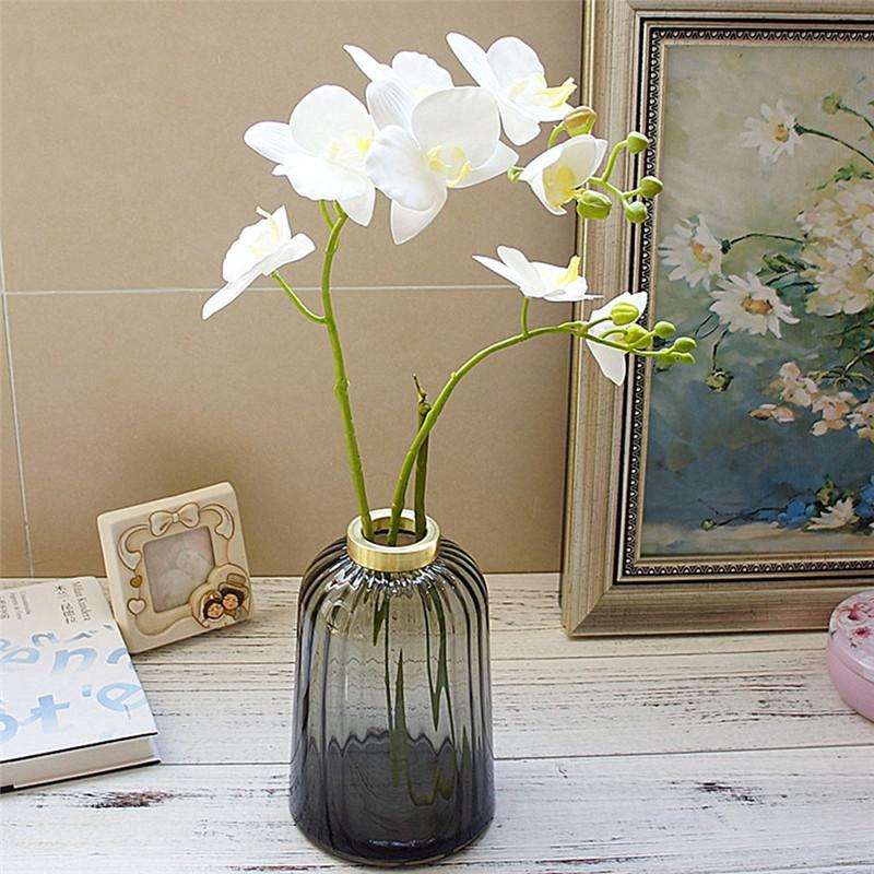 

2 Forks 3D Artificial Butterfly Orchid Flower Simulation Green Plant Silk Real Touch Flower Bouquet for Home Wedding Decoration, As shown