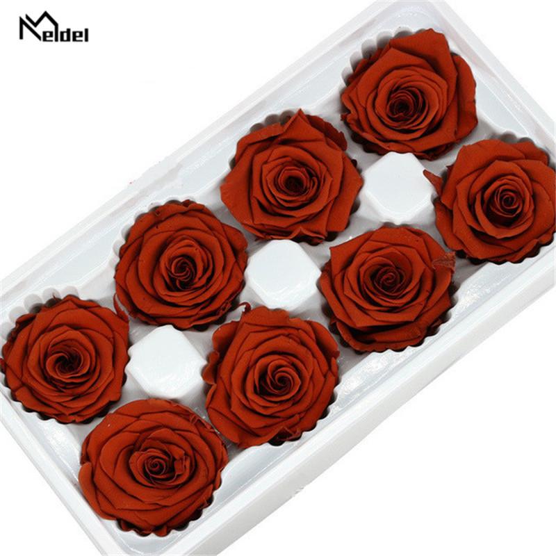 

Meldel Artificial Flowers Rose Artificielle 4-5CM Preserved Eternal Roses Box Newyear Valentine's Gifts Forever Everlasting Rose