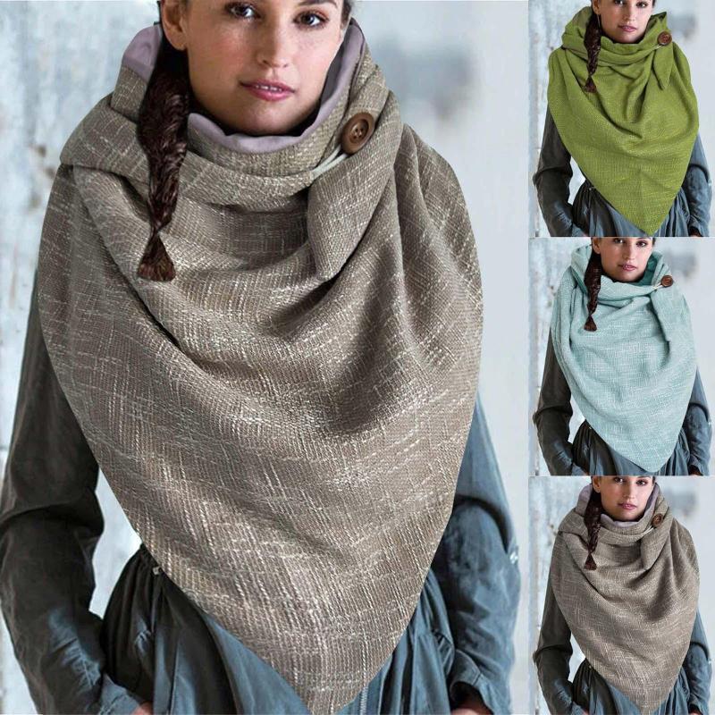 

Fashion Women Scarves Autumn Winter Solid Color Button Star Soft Wrap Thick Warm Scarf Shawl with Button Casual Shawls 5 Colors