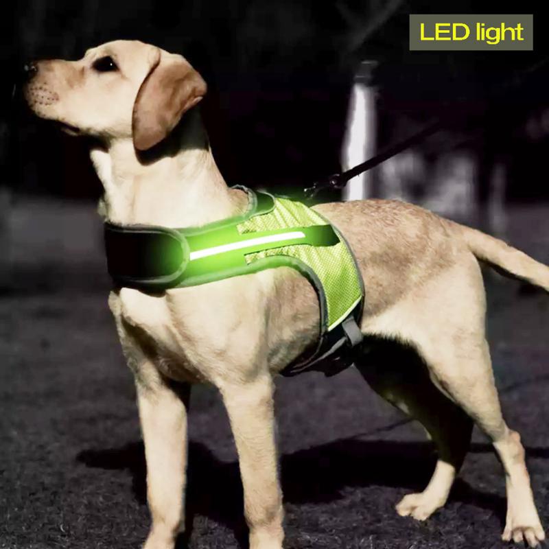 

LED Luminous Dog Harness Pet Collar Safety Reflective Harness Vest For Husky shepherd Labrador Medium Large Dogs Pet Supplies