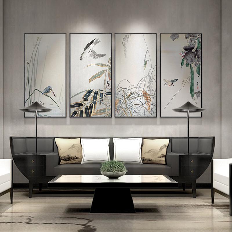 

Chinese Style Flowers and Bird Painting Bird Singing on Plum blossom Artistic Beauty Picture Canvas Posters for Home Decoration