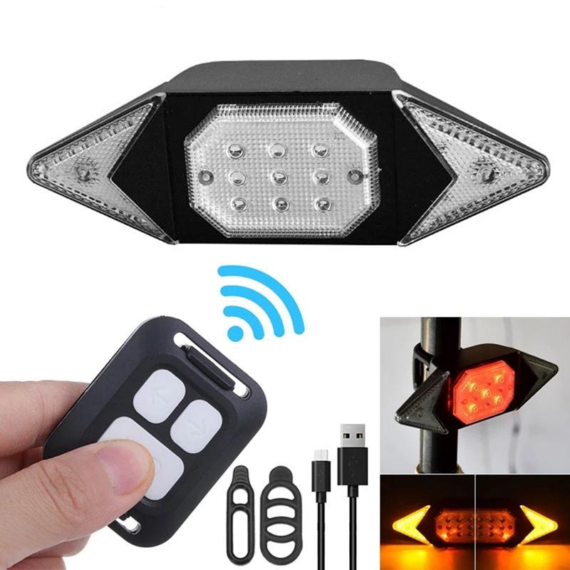 

Smart Bike Turning Signal Cycling Taillight Intelligent USB Bicycle Rechargeable Rear Light Remote Control LED Warning Lamp