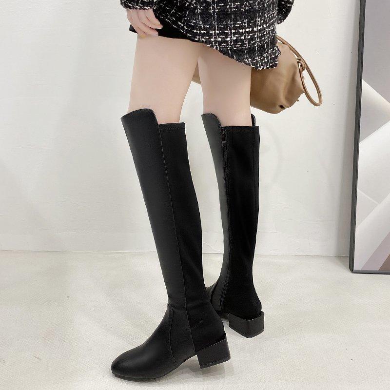 

Size 35-39 Winter Over The Knee Boots Women Stretch Fabric Thigh High Sexy Woman Shoes Long, Black