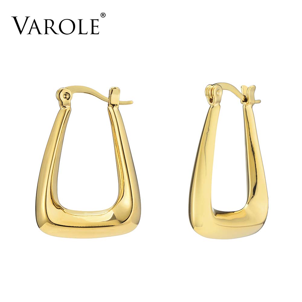 

VAROLE 3D U Shape Hoops Earrings Fashion Jewelry For Women Gold Color Cute Geometric Small Circle Hoop Earings Jewelry Gift