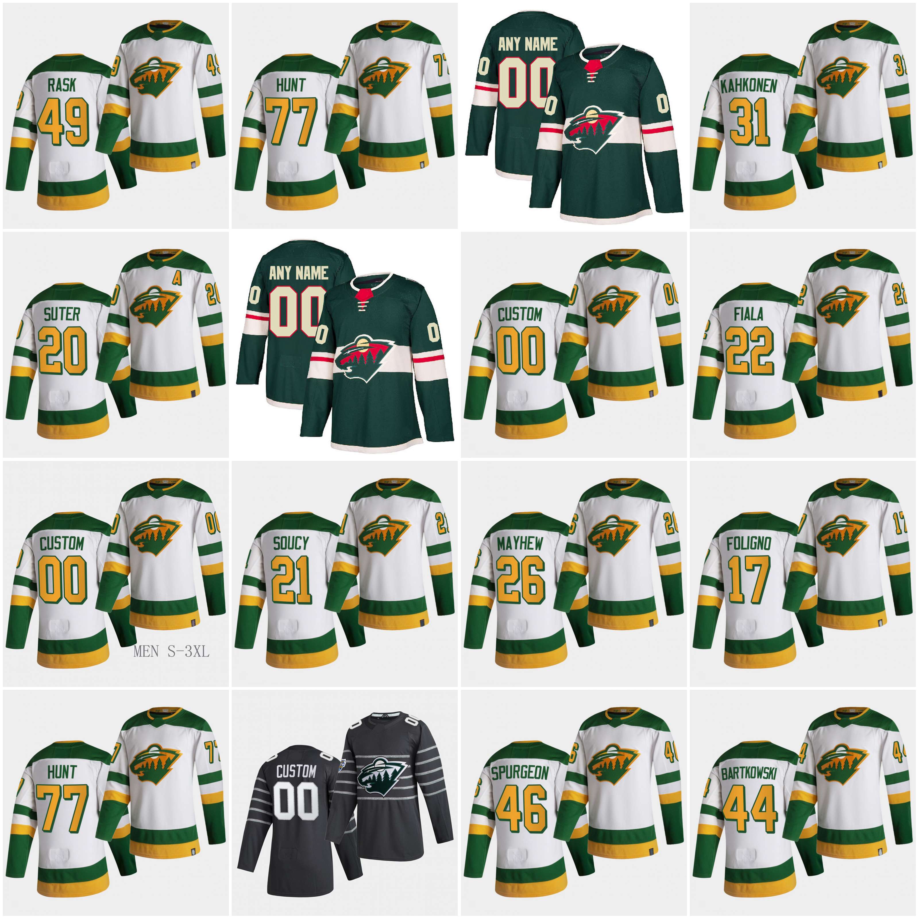 

Minnesota Wild 2021 Reverse Retro Jersey Kirill kaprizov Kevin Fiala Marco Rossi Talbot Dubnyk Galchenyuk Zach Parise Johansson Ryan Suter