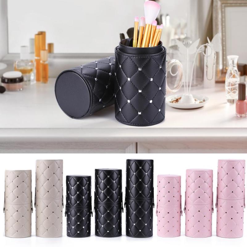

Fashion PU Leather Makeup Brush Storage Case Empty Holder Snap Organizer