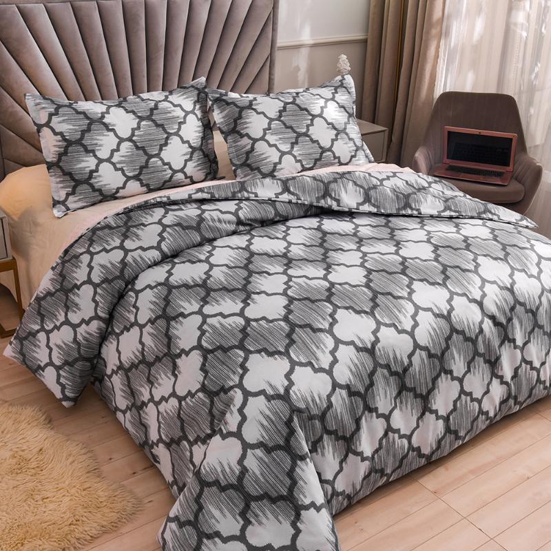 

New 2021 Bedding Set Bed linen Brushed Printing Home Textile King Queen Full Single Size Quilt Cover with Pillowcase