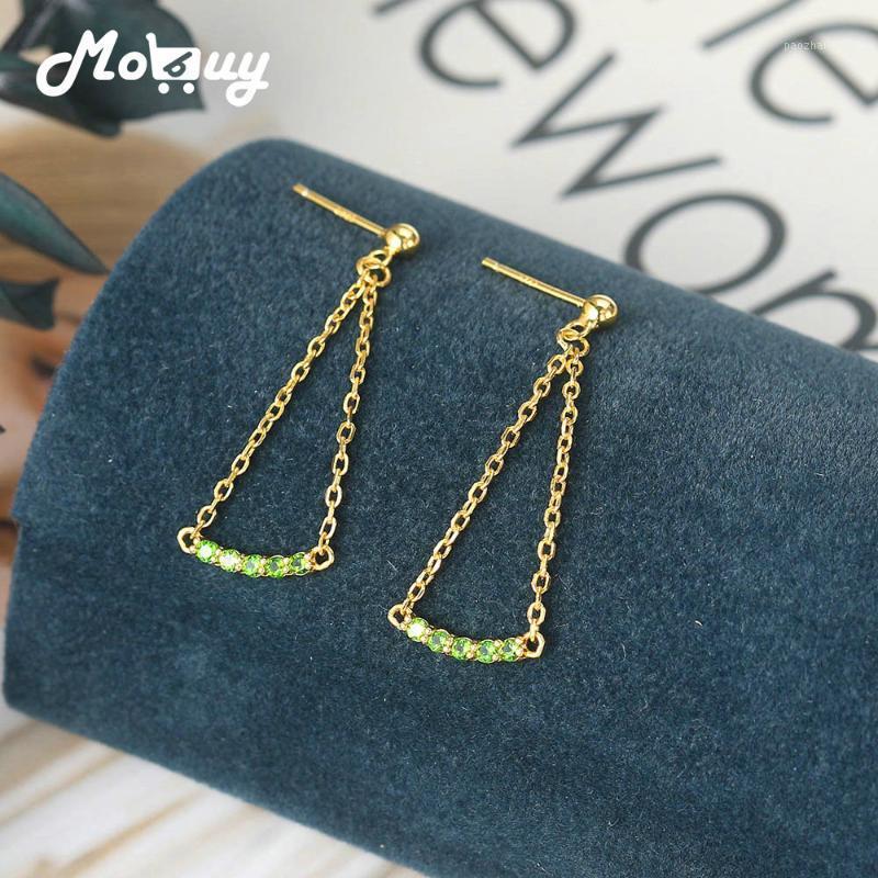 

MoBuy Vingate Bohe Earring 925 Silver Drop Earrings For Women Natural Mini Diopside Gemstone 14K Gold Plated Fine Jewelry EI144 Dangle & Cha