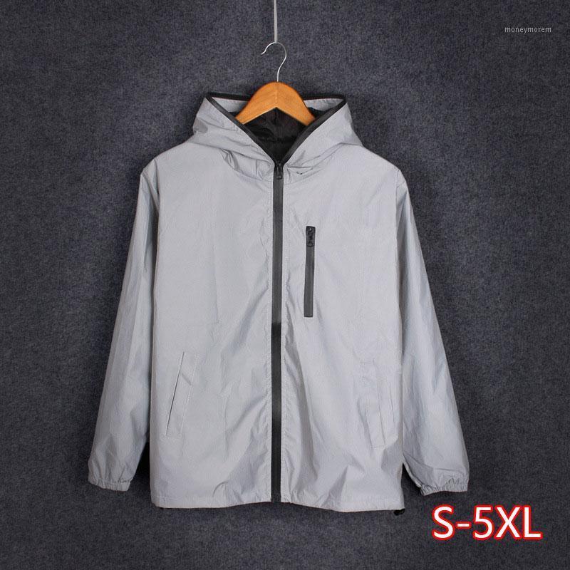 

Men' Jacket Reflective Casual Autumn Long Sleeve Hoodie Jacket Men/women Harajuku Windbreaker Jackets Hooded Streetwear Coat1, Black
