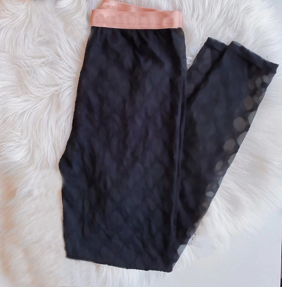 

Vintage Lace Tulle Leggings Home Textile Black Hollow Letter Embroidery Design Pants Summer Autumn Thin Breathable Legging