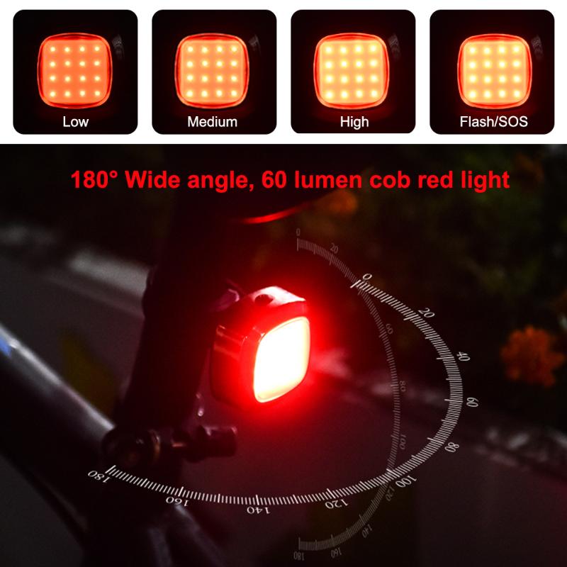 

Waterproof USB Rechargeable Intelligent Riding Tail Light Warning Brake Bicycle Taillight Rear LED Lamp Bike Accessories