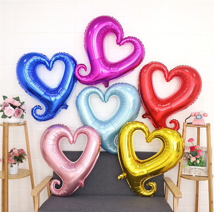 

32" Large Size Hook Heart Shaped Foil Helium Balloons Wedding Valentine's Day Decor I Love You Inflatable Air Globos Supplies
