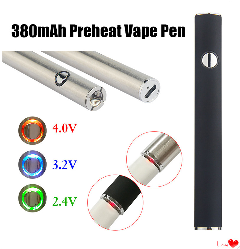

Max Preheat Vaporizer Pen Battery 380mAh Variable Voltage VV Vape Mod For 510 Thick Oil V9 Vapor Cartridges Tank