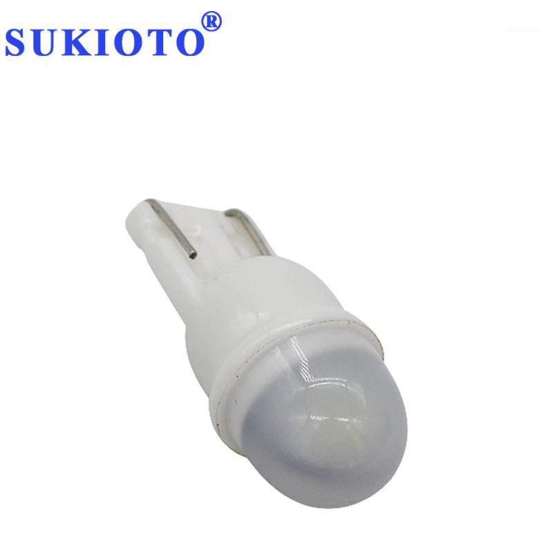 

SUKIOTO 10-100PCS Ceramic T10 W5W LED Car Light White 5500K Width Marker t10 Clearance Wedge Dome Bulbs Mini Size1, As pic