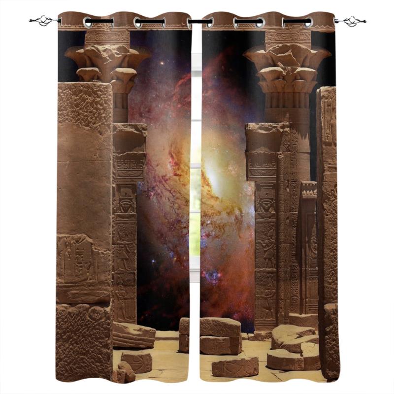 

Egypt Temple Buildings Starry Sky Milky Way Window Treatments Curtains Valance Living Room Kids Room Window Home Decor Drapes, As pic