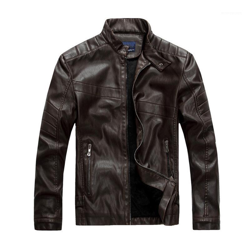 

Wholesale- Slim Fit Man Pu Lether Jackets Masculinas Inverno Couro Jacket Jaquetas De Couro Men's Winter Warm Fleece Leather Jacket -XXL1, Black