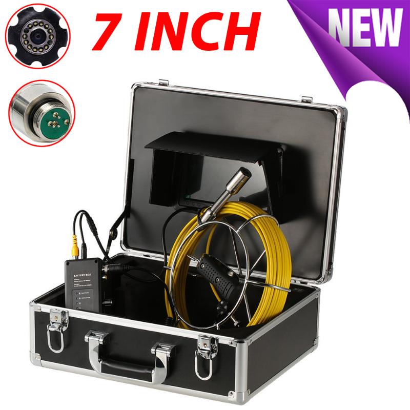 

20M Pipe Inspection Camera 7 Inch 23mm Lens Drain Sewer Pipe Industrial Endoscope System 12Pcs White LED Lights IP68 Waterproof