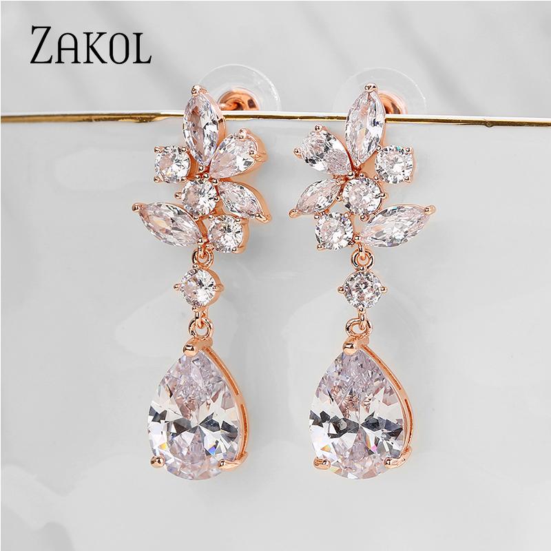 

Dangle & Chandelier ZAKOL Luxury High Quality Cubic Zirconia Gorgeous Crystal Drop Earrings Women Fashion Jewelry Pendientes Bijoux FSEP5022