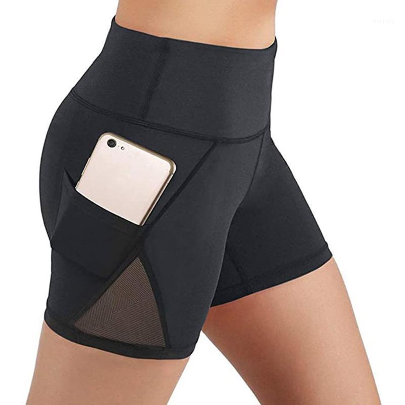 

Women's High Waist Sports Short Workout Running Fitness Leggings Female Mesh Shorts Gym Yoga Leggings With Side Pocket #T1P1, Black