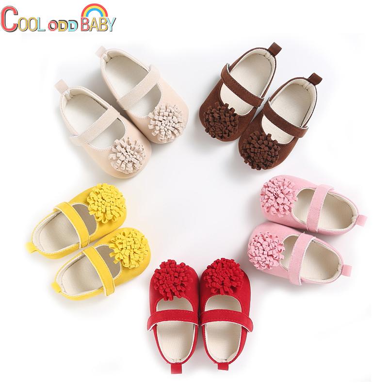 

Cute Newborn Baby Girl Shoes Candy Color Soft Bottom Anti-slip Flowers Infant Toddler Classic Princess First Walker Crib Shoes, Brown