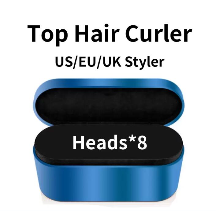 

8 Heads Multi-function Hair Styling Device Hair Dryer Automatic Curling Iron Gift Box For Rough and Normal Hair Curling Irons blue color in stock