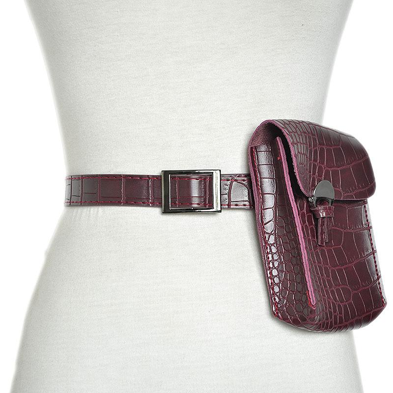 

Belts ZLD Fish Pattern Pockets Ladies Leather PU Adjustable Waist Purse Wallet Phone Bag Belt Women, Black