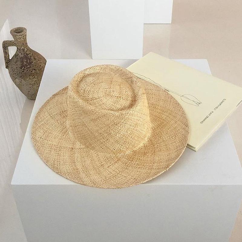 

Fashion Handmade Panama Jazz Hat High Quality Treasure Straw Hat Women Summer Sun Hats Fedoras Natural Straw Beach Visor Cap, F100-31