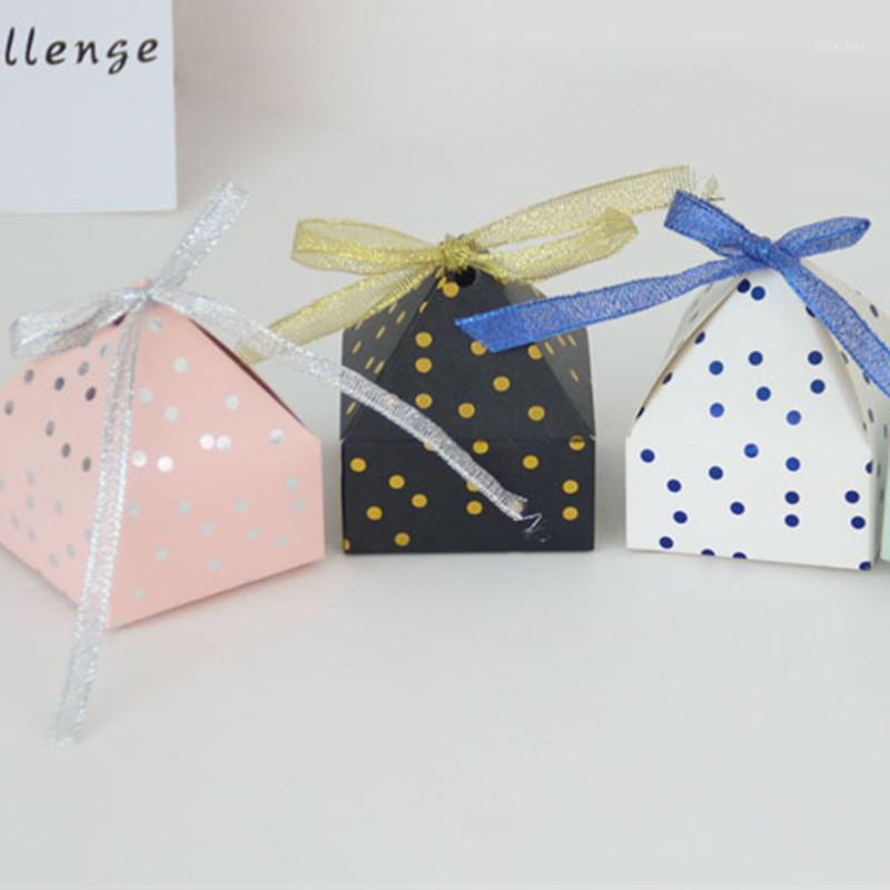 

New Pyramid Style Wedding Favors Dragees Candy Paper Gift Box Carton Cardboard Box with Ribbon Cake Boxes and Packaging Wrapping1
