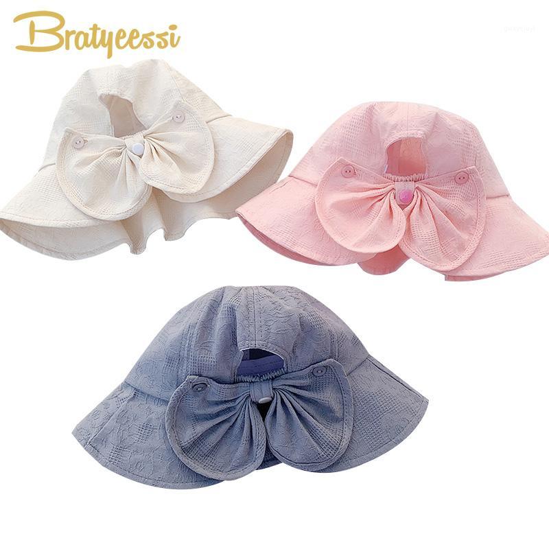 

Princess Baby Bucket Hat for Girls Big Bow Summer Baby Cap Wide Brim Travel Girl Sun Hat for Kids 1-3Y1, Pink