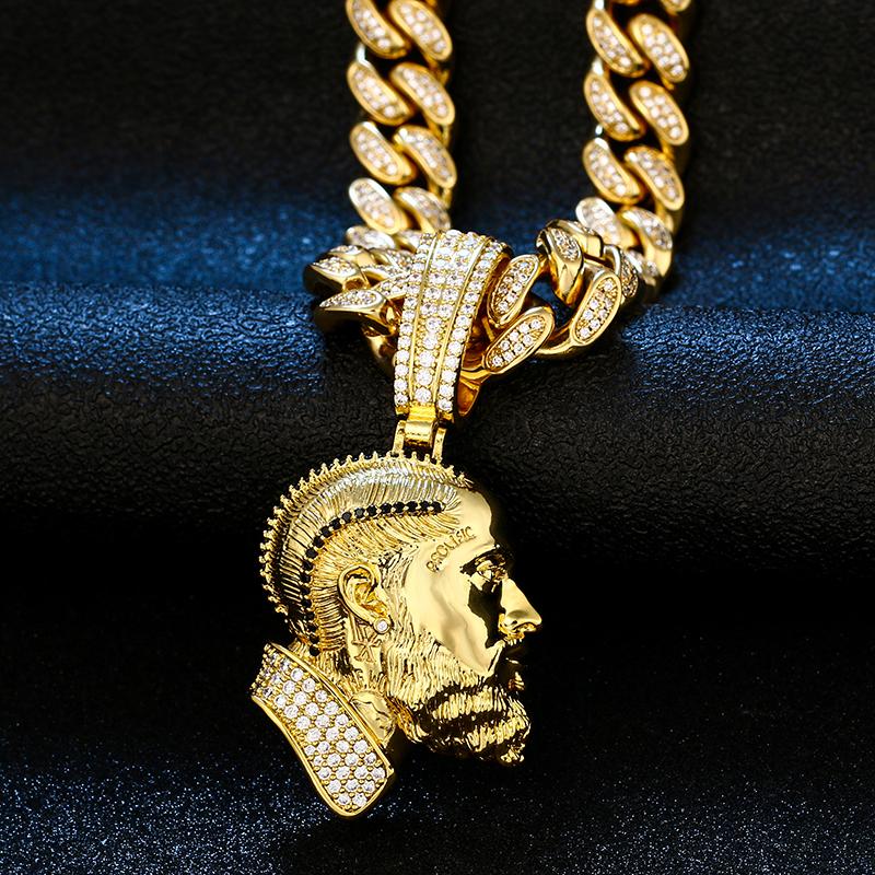 

Nipsey Hussle Head Iced Out Pendant Necklace For Men Hip Hop Jewelry Copper Fashion Charm Zircon Pendant With Cuban Chain