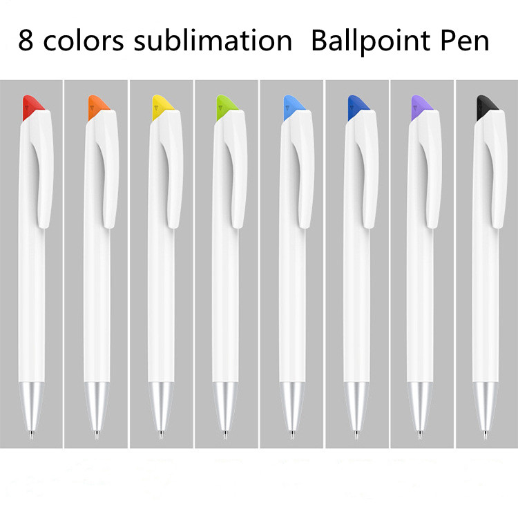 

Wholesale Ballpoint Pen for Sublimation Blank Rotatable White Holder Ballpoint with colorful Clip DIY Office School