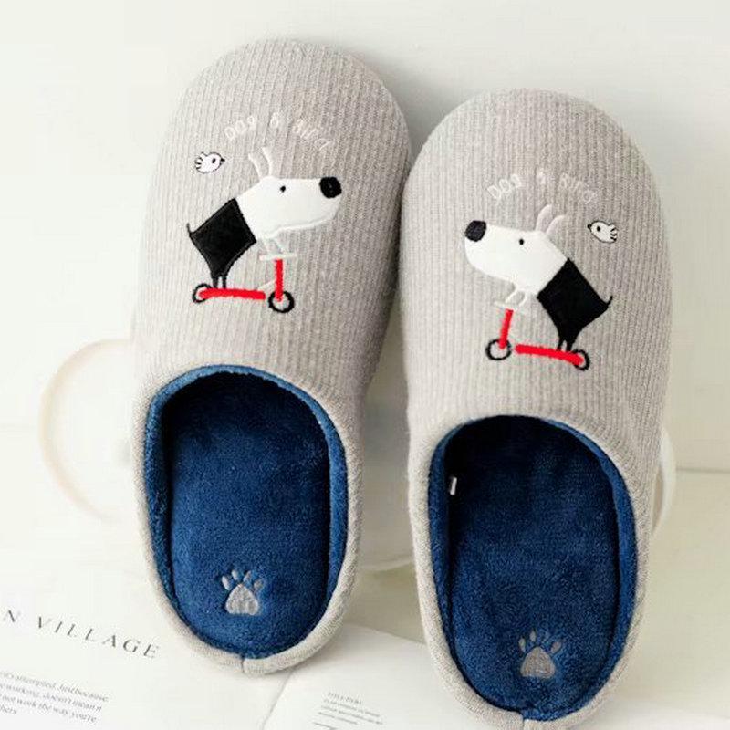 

Autumn cute cartoon dog Pair of ladies and gentlemen slipper home indoor floor non-slip cotton women adult shoes1, Pink