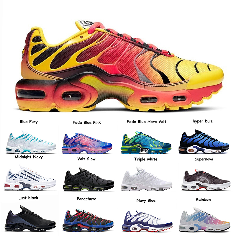 

Fashion tn plus Outdoor shoes for mens Fade Chrome Yellow Bright deluxe Volt Glow Rainbow womens newest trainer sneakers shoes, 1 triple black 36-45
