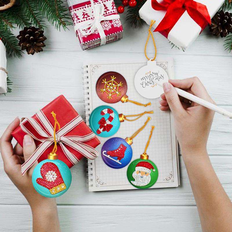 

1 Set 5d Diy Diamond Painting Keychain Christmas Tree Pendant Hanging Ornament Christmas Tree Decoration Sock Santa Man Balls