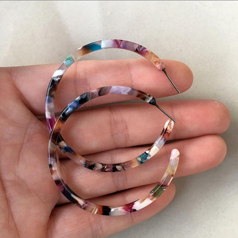 

HOT Fashion Japanese and Korean Acetate Earrings Women Thin Large Acetic Acid Hoop Earrings Factory Wholesale Dropshipping