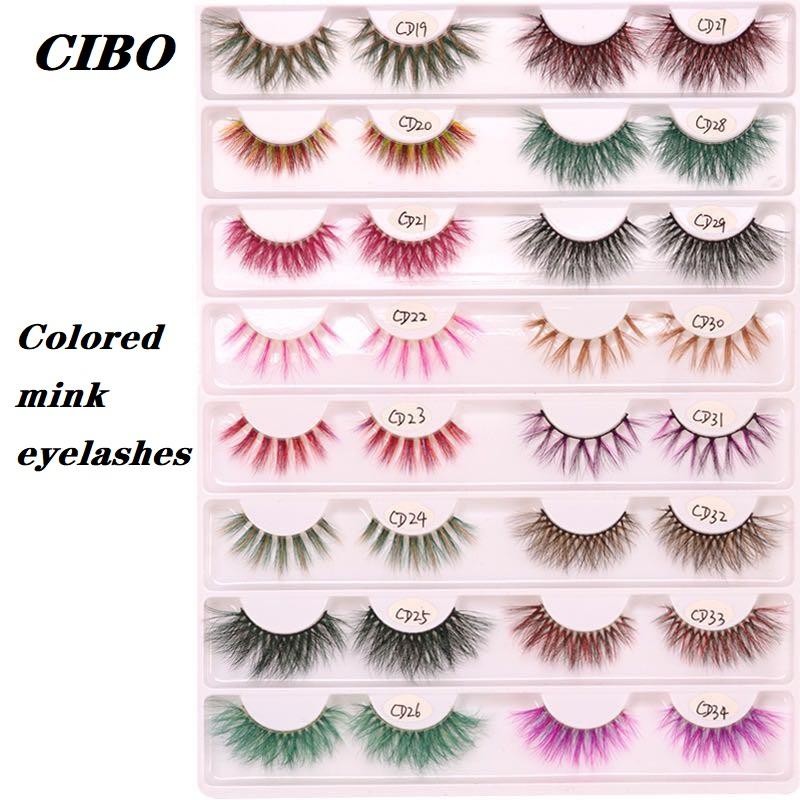 

CIBO 3D False Colored Eyelashes Natural Real Mink fluffy Style Eye lash Extension Makeup Cosplay Colorful Eyelash 1 Pair
