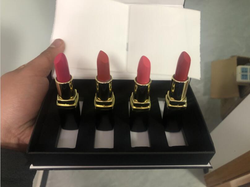 

Popular brand Lip Makeup Matte lipstick 4 color Lips cosmetic black tube matte lipstick 4pcs/set best price high quality, Mixed color