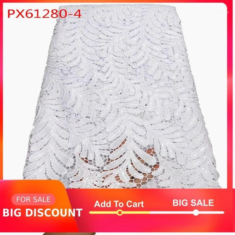 

Wholesale good quality water soluble White cotton guipure lace fabric 5 yards Nigeria lagos lace style1