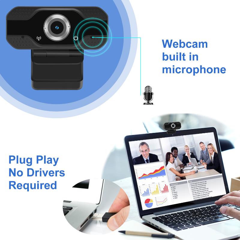

1080P HD Computer Webcam Camera with Microphone Web Camera for PC Laptop Conferencing LHB99