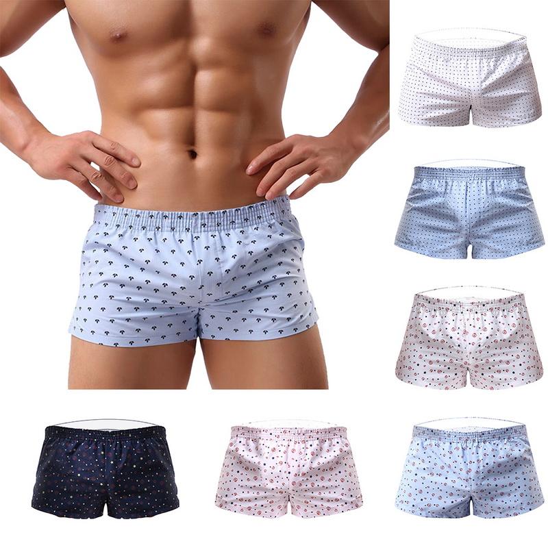 

2020 Men Underwear Boxer Shorts Loose Breathable Sleepwear Trunks Dot Print Men Shorts Underwear Panties Underpants Homme, Black